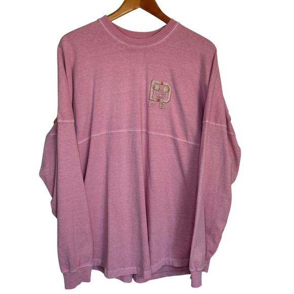 Walt Disney World Spirit Jersey Women Medium Pink Gold Glittery Oversized Mickey - Picture 1 of 6